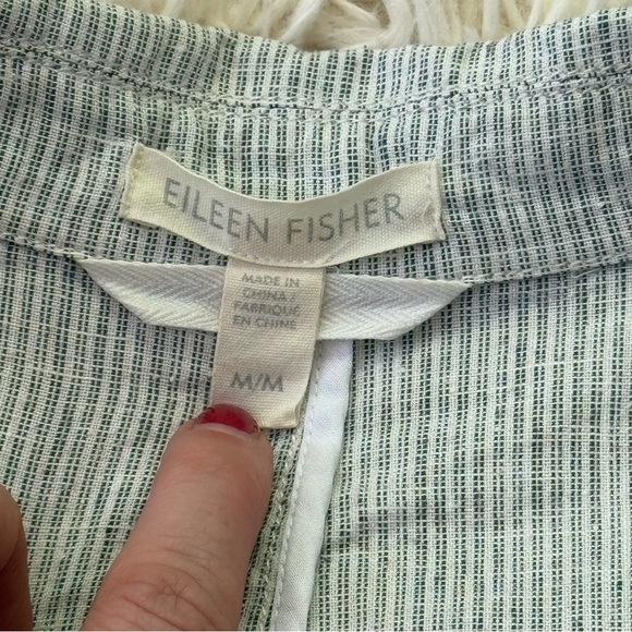 Eileen Fisher Hemp Organic Cotton Striped Blazer 2 button long sleeve SZ M - Picture 7 of 8